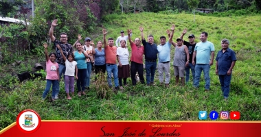 Equipo técnico de la MDSJ y alcalde, visitaron el Caserío Rumichina, CP. Calabozo, para reunirse con la comunidad asi inspeccionar y verificar el terreno donde se hará realidad la construcción de su campo deportivo